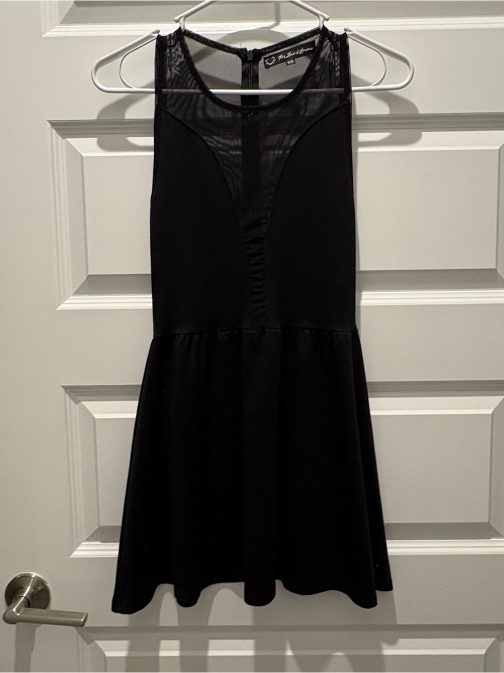 For Love & Lemons Black Mesh Yoke Mini Dress